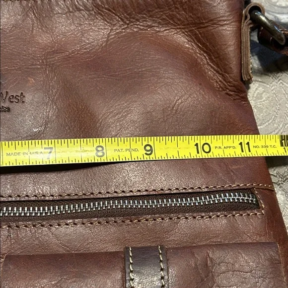 Wild West Los Angeles distressed Brown Leather Crossbody Bag purse - Picture 9 of 10